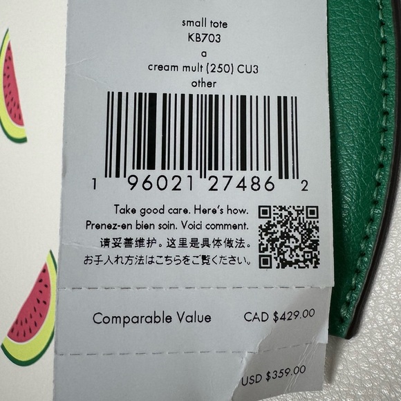 Kate Spade New Watermelon What A Melon Small Reversible Tote - Picture 7 of 7